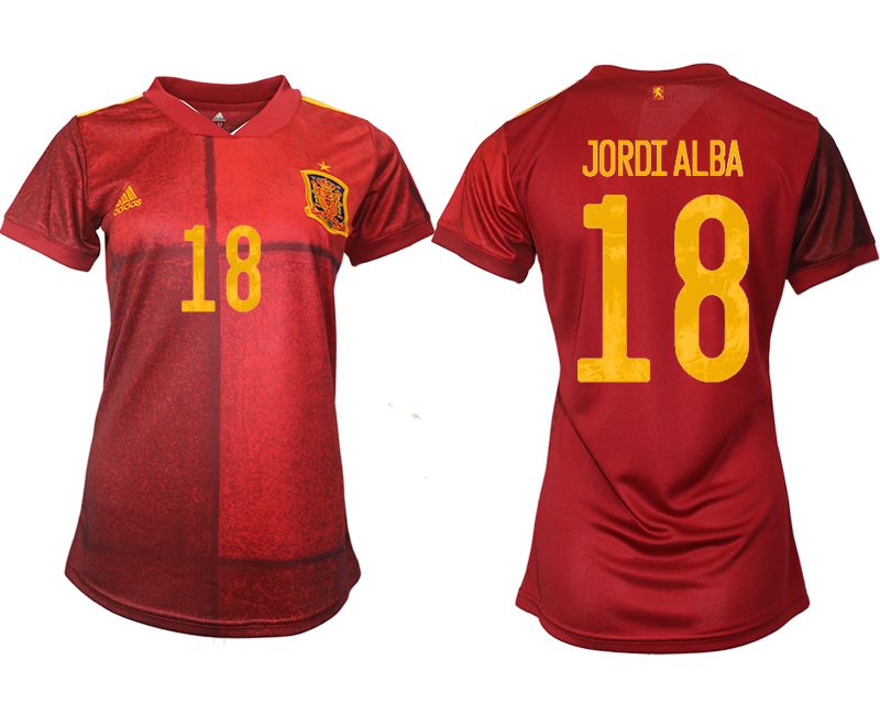 Women 2021-2022 Club Spain home aaa version red #18 Soccer Jerseys->women soccer jersey->Women Jersey